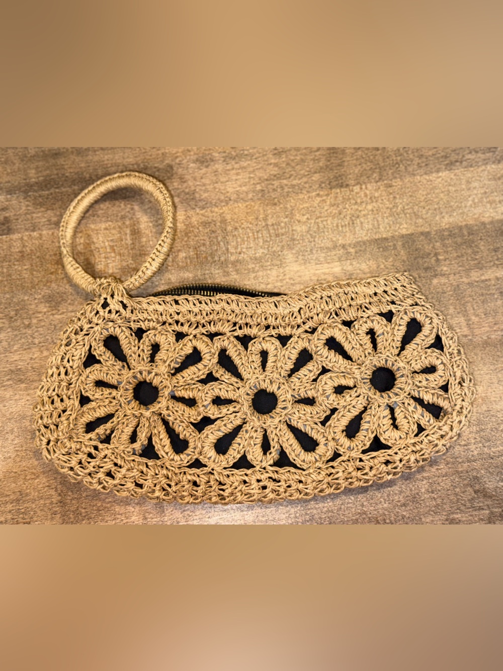 Woven Straw Crochet Clutch Bag